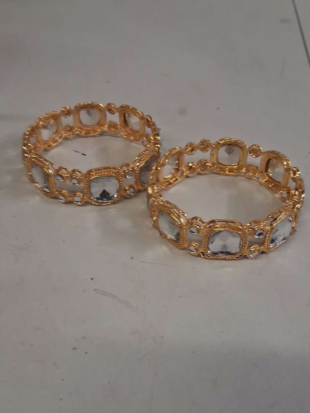 NWT 2 Traditional Kundan Polki Bangles, Large Stones